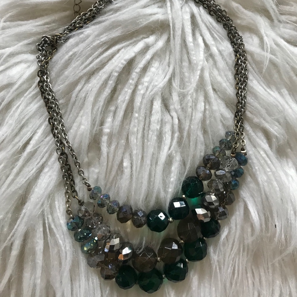 Emerald three layer necklace